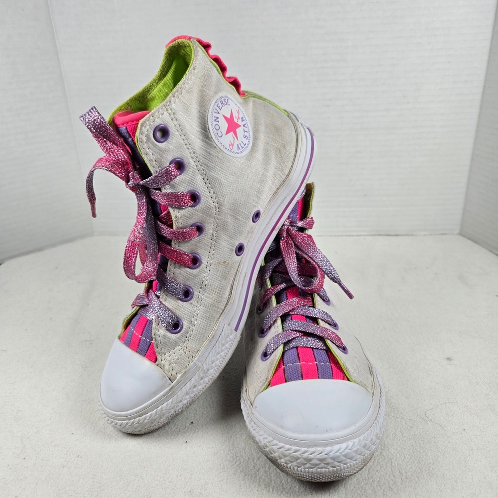Converse All Star Chuck Taylor Loophoes High‎ Top Sneakers White Youth Sz3